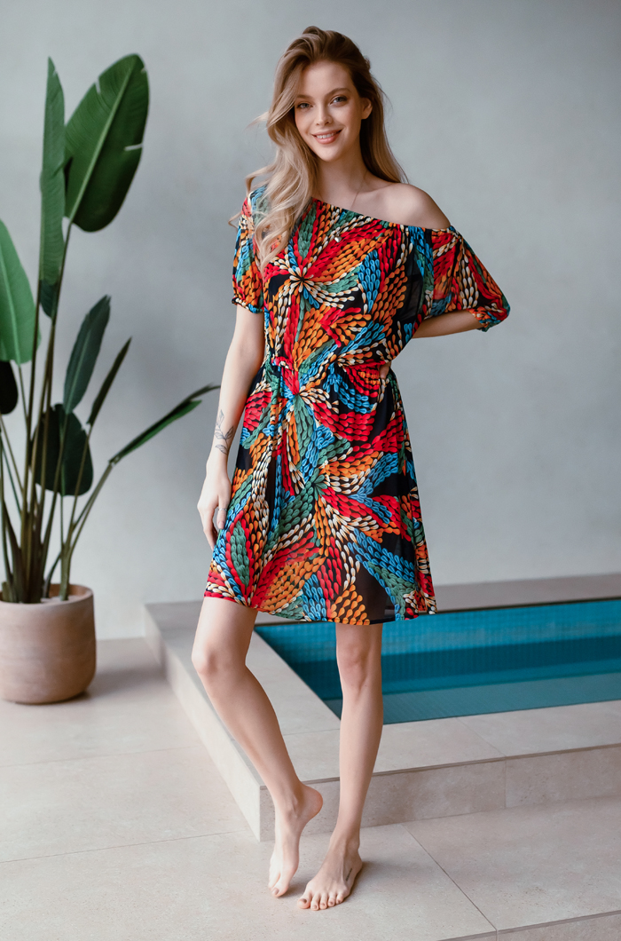 Туника пляжная из эластичной сетки короткая Barbara 19260 Mia-Mia