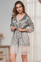 Халат женский короткий запашной с кружевом Palermo Палермо 9693 Mia-Amore