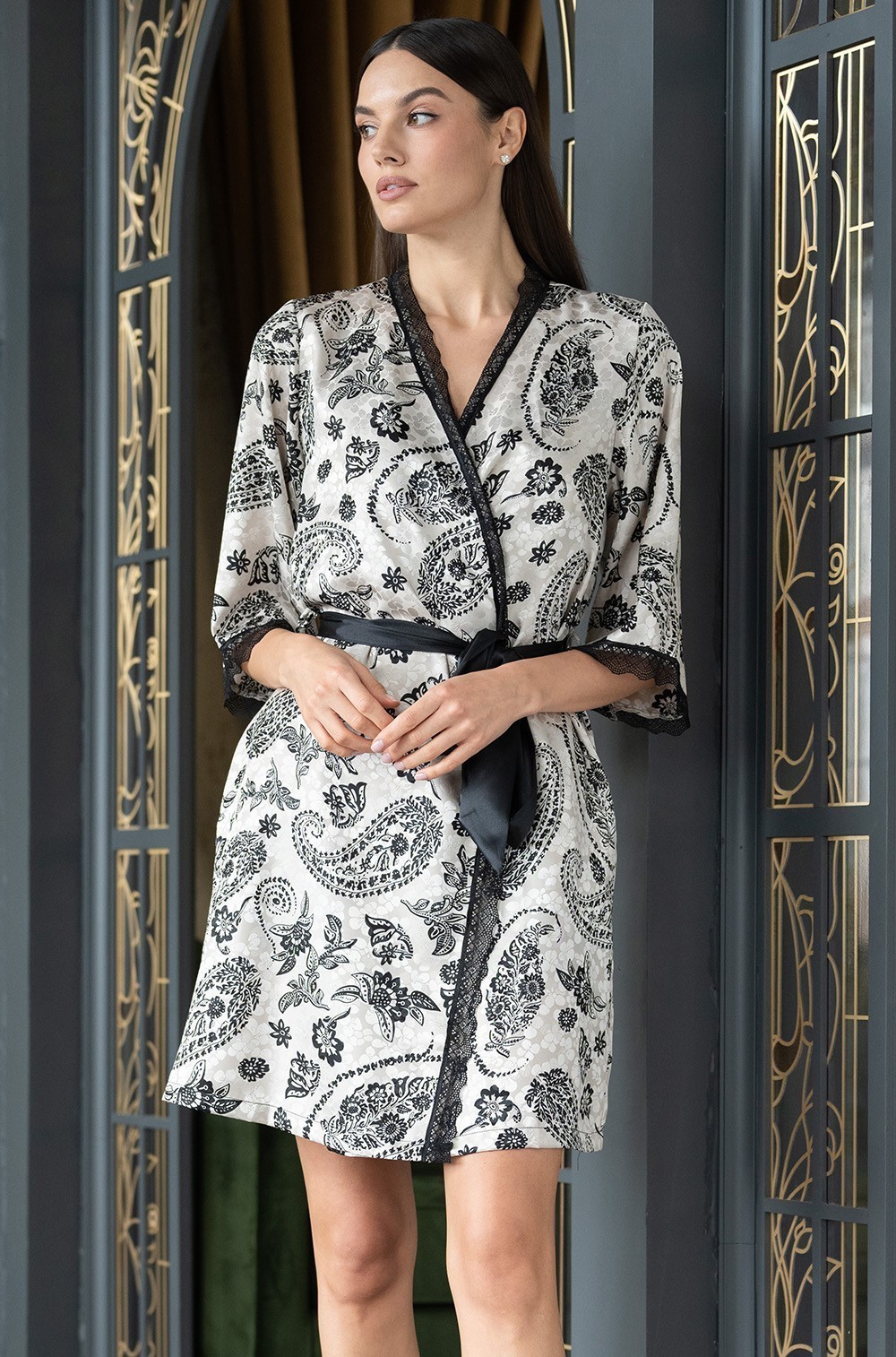 Халат домашний короткий с запахом Персея 7983 Mia-Amore