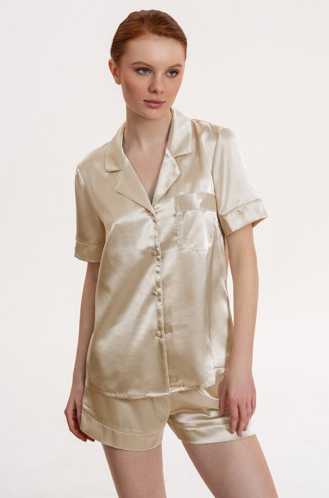 Пижама женская рубашка с шортами Джулия Шарм 8738 айвори Mia-Amore