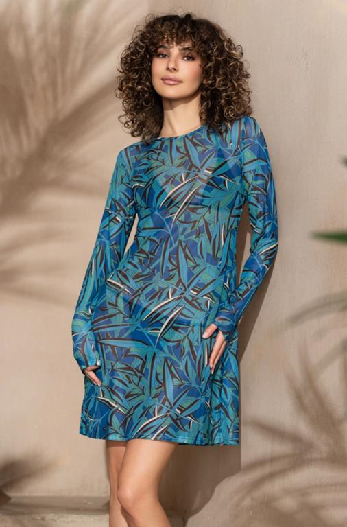 Пляжная туника с длинным рукавом Mia‑Amore Tropical 2361 из микросетки