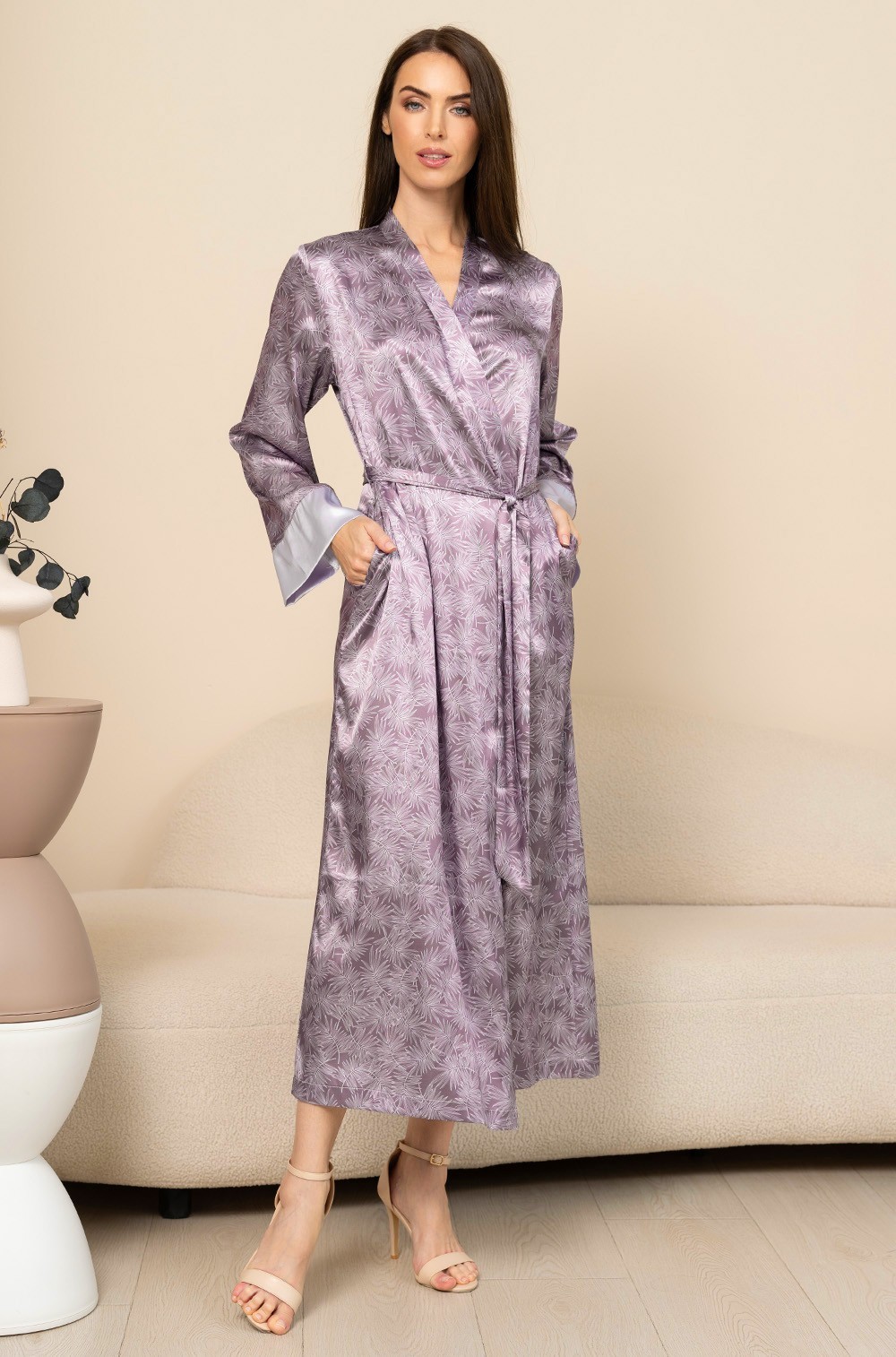 Шёлковый халат длинный с запахом 4359 Есения Mia-Amore