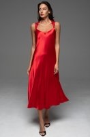 Роскошная длинная сорочка красная с кружевом Merlot 4748 Mia-Amore