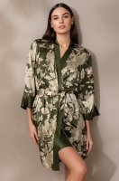 Халат домашний шёлковый запашной цвета хаки 5153 Виттория Mia-Amore
