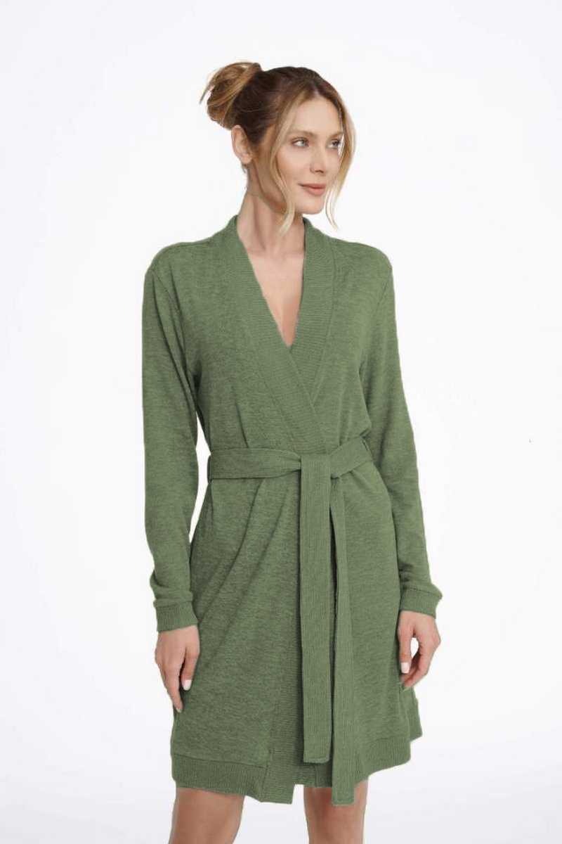 Кардиган домашний запашной с карманами 41133 хаки MOVE Esotiq Польша