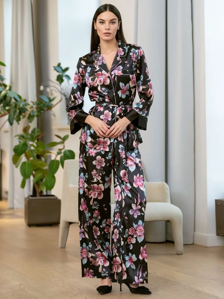 Шёлковая пижама на пуговицах с брюками Алисия 4075 Mia-Amore