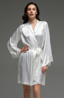 Халат женский из смесового шёлка белый Лилироуз 4593 Mia-Amore