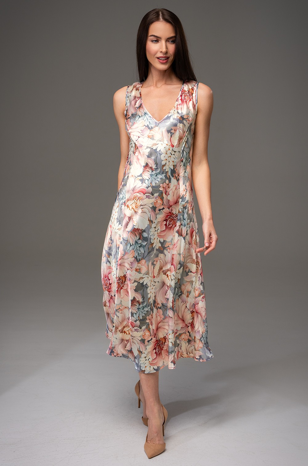 Шёлковая длинная сорочка с широкими бретелями Флорин 4488 Mia-Amore