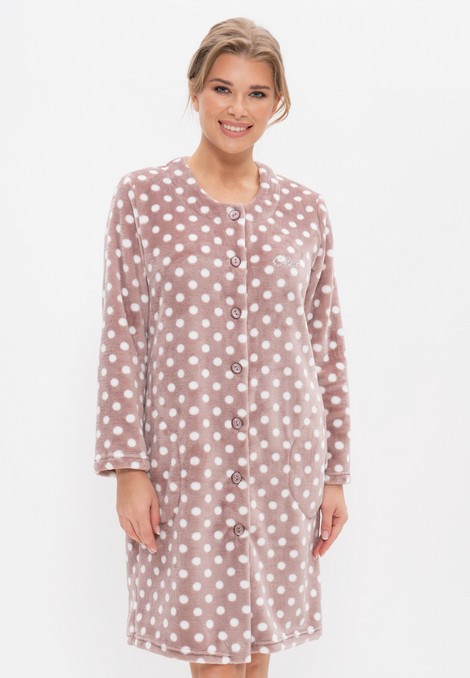 Тёплый халат женский Cleo 1243 беж/горох