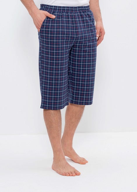 Бриджи мужские летние хлопковые 64 Cleo синий/клетка