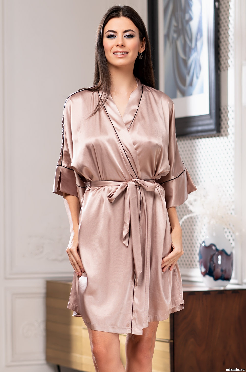 Шёлковый халат женский с запахом GABRIELLA  Габриэлла 3663 Mia-Amore