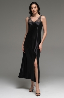 Сорочка длинная чёрная из смесового шёлка Лилироуз 4598 Mia-Amore