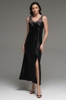 Сорочка длинная чёрная из смесового шёлка Лилироуз 4598 Mia-Amore