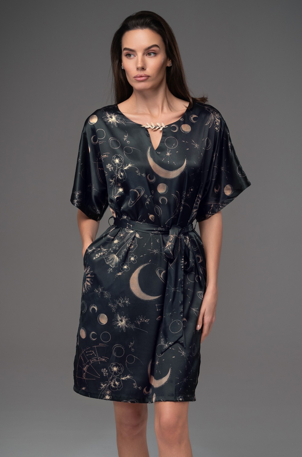 Шёлковая туника короткая с карманами Галатея 4465 Mia-Amore