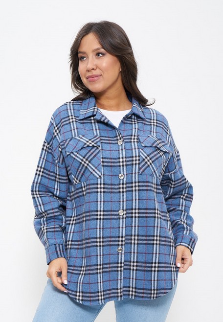Рубашка женская фланелевая 1294 Cleo голубая клетка