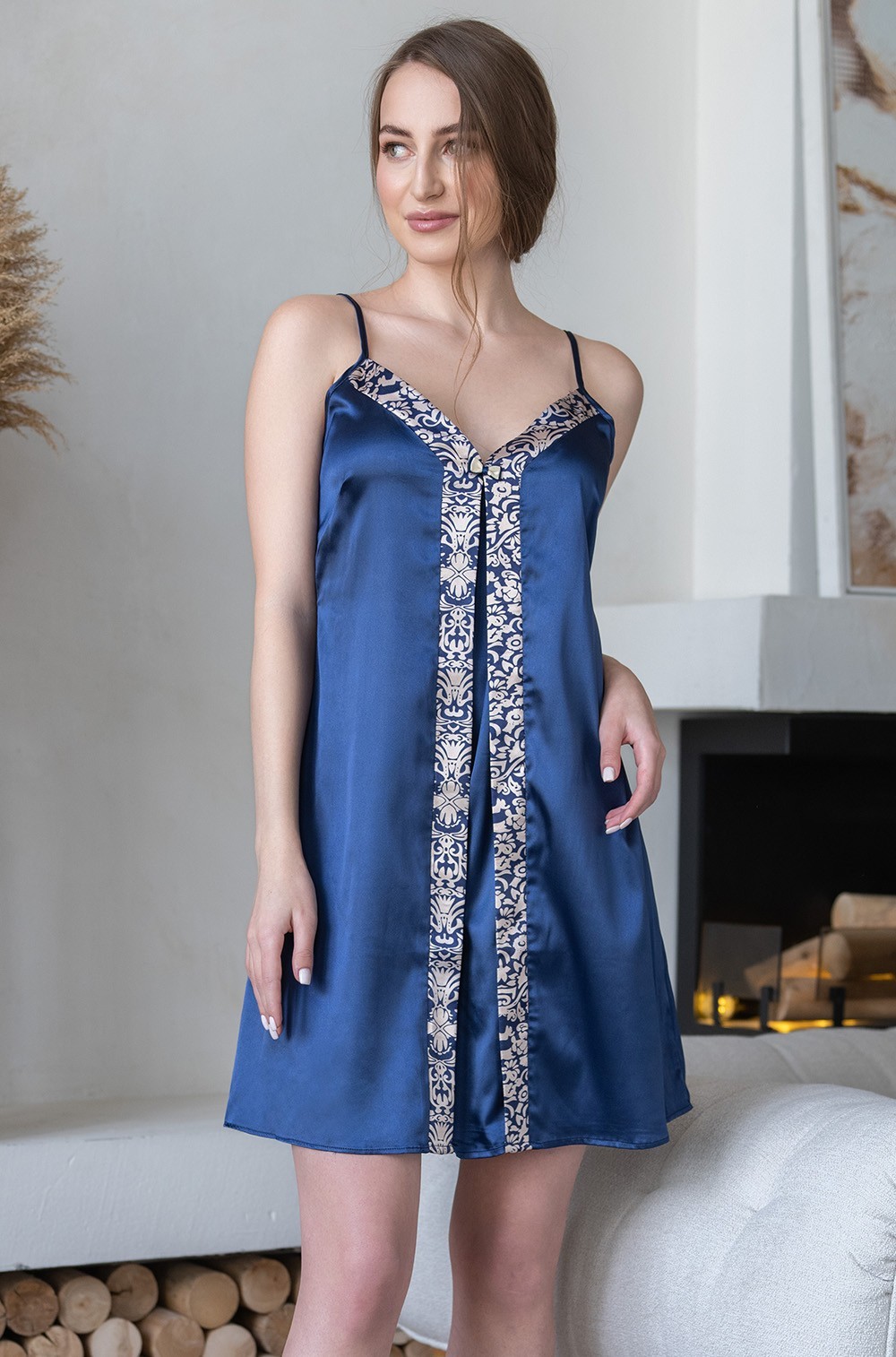 Сорочка ночная короткая на тонких бретелях 9330 Византия Mia-Amore