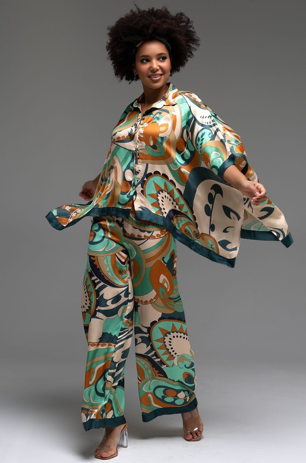 Элегантный комплект рубашка и брюк из шёлк/вискоза Capri 4566 Mia-Amore