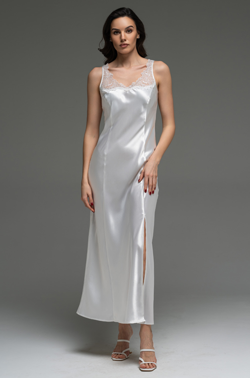 Сорочка длинная белая из смесового шёлка Лилироуз 4598 Mia-Amore