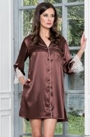 Шёлковый халат женский на пуговицах Мэрилин шоколад 3107 Mia Amore