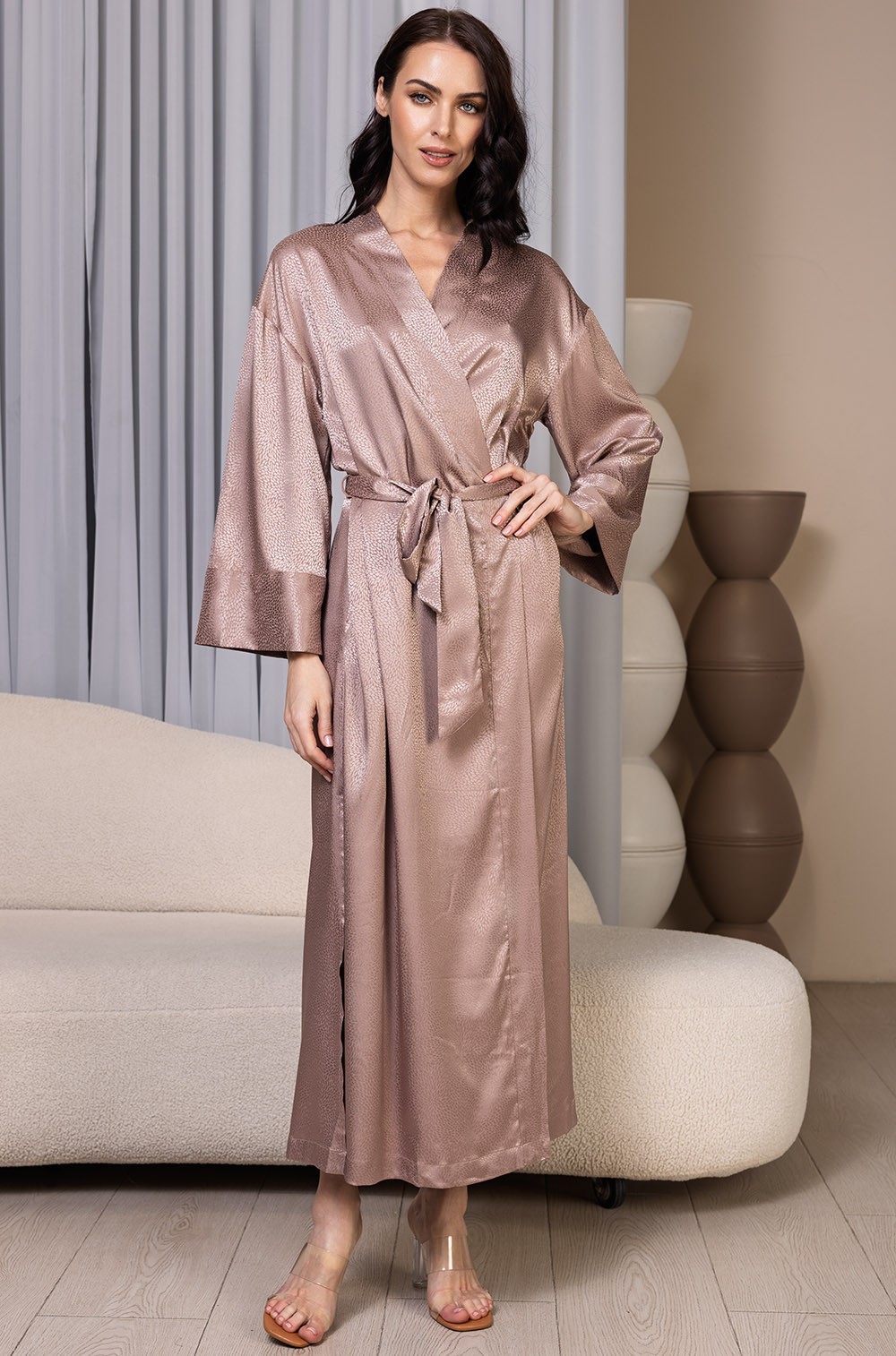 Длинный запашной халат из жаккарда Флоренс 2359 Mia-Amore