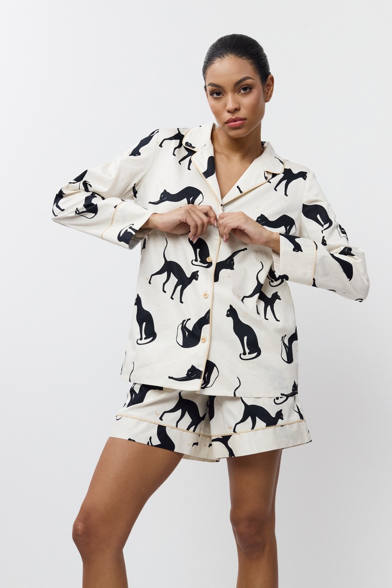 Стильная пижама рубашка с шортами из хлопка NYRA  Aruelle Литва