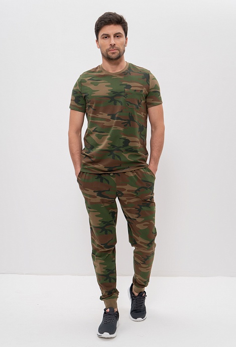 Костюм спортивный мужской хлопковый футболка со штанами 1134 CLEO