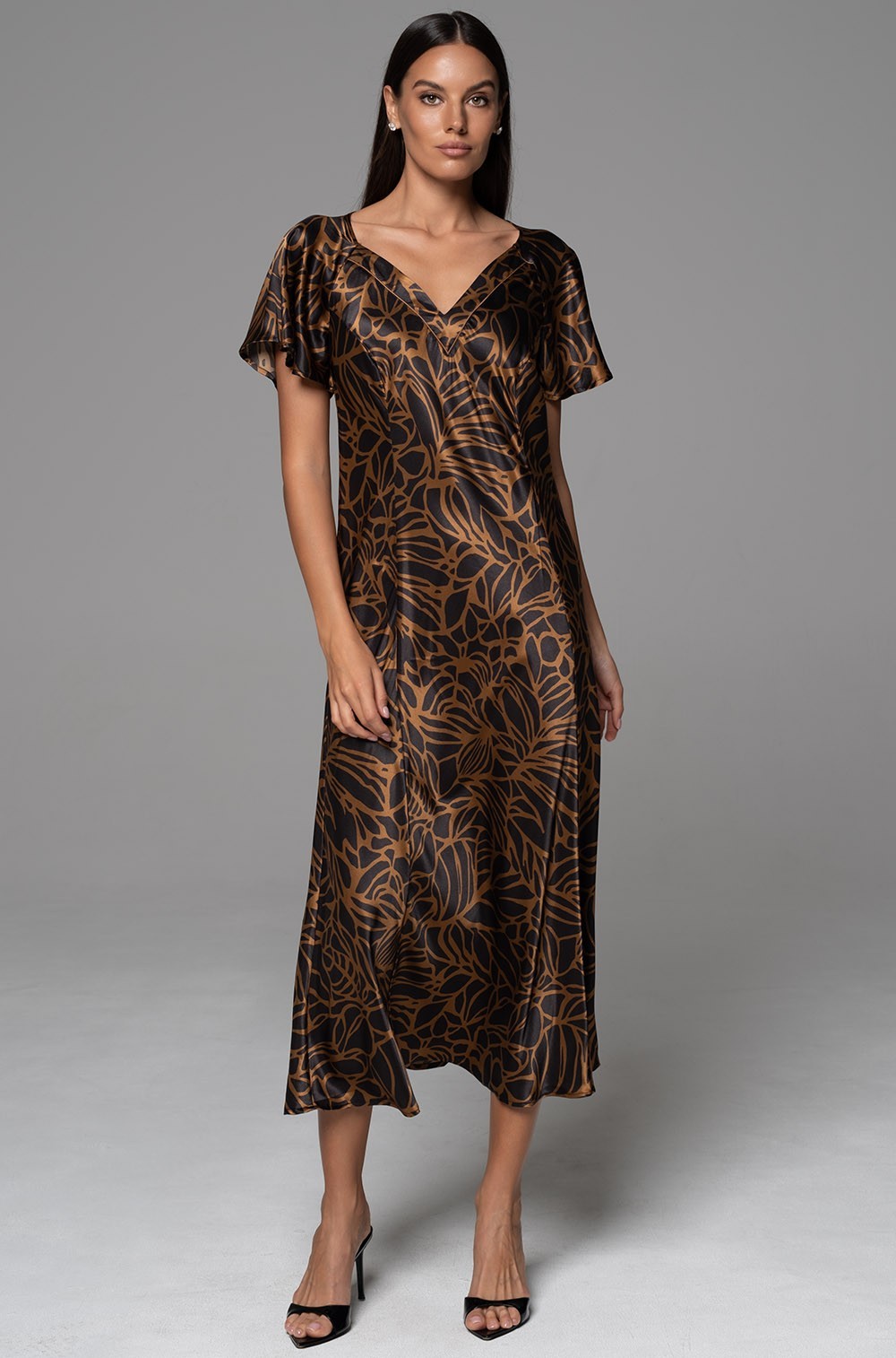 Домашнее платье-сорочка длинное из шёлка Лиора 4728 Mia-Amore