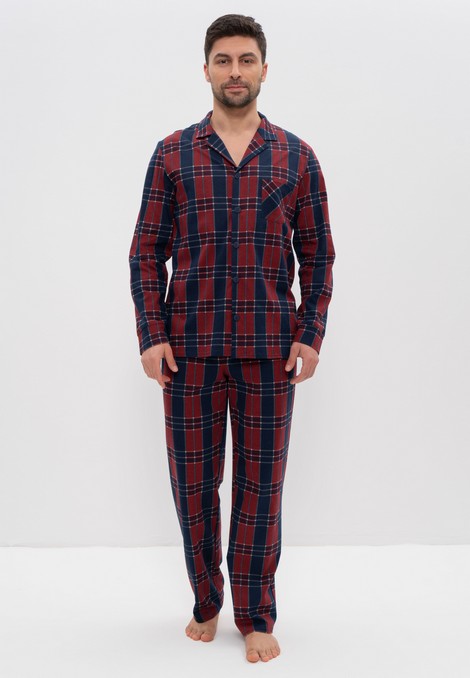 Пижама мужская хлопковая на пуговицах с брюками 980 бордо CLEO