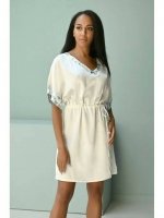 Шёлковая туника белая короткая на резинке 1014 Mia-Mia