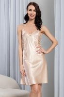 Шёлковая сорочка Mia-Amore Марджери 3961 персик короткая с кружевом