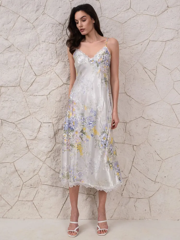 Шёлковая сорочка ночная женская длинная Lilianna Лилианна 5996 Mia-Amore