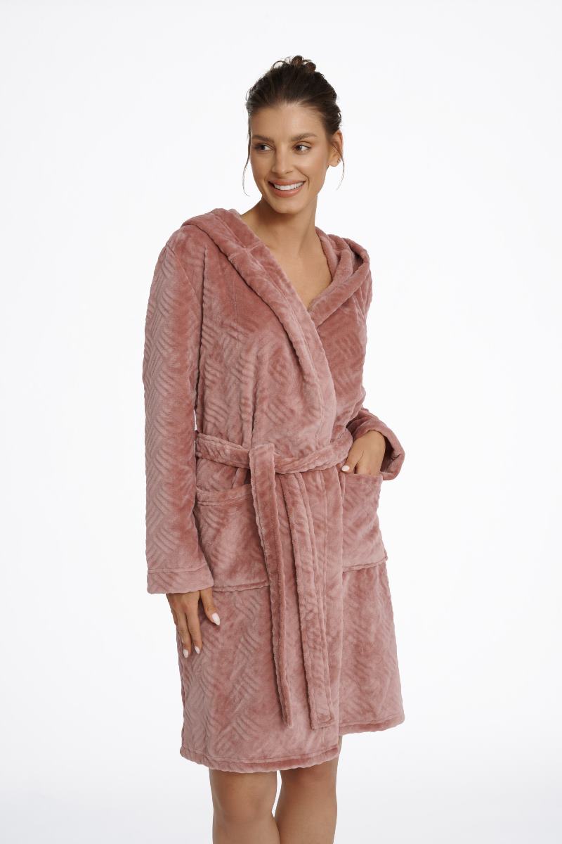 Халат тёплый женский с капюшоном короткий 41161 MISS Esotiq Польша