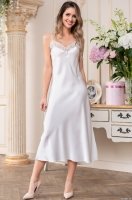 Шёлковая сорочка женская длинная EDITA Эдита 3678 белая Mia-Amore