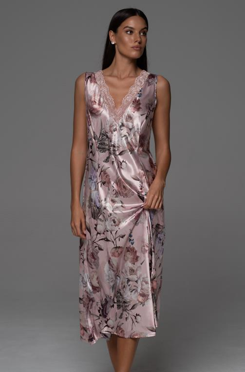 Шёлковая длинная сорочка Mia‑Amore Филомена 4855 с V‑образным вырезом