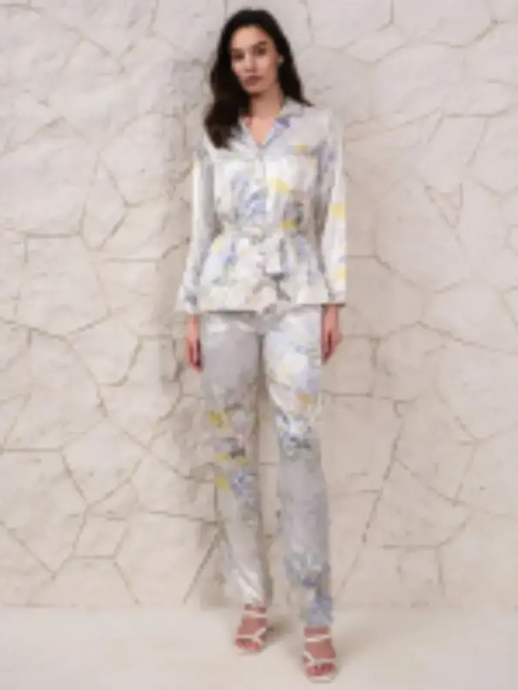 Шёлковая пижама на пуговицах с брюками Lilianna Лилианна 3258 Mia-Amore