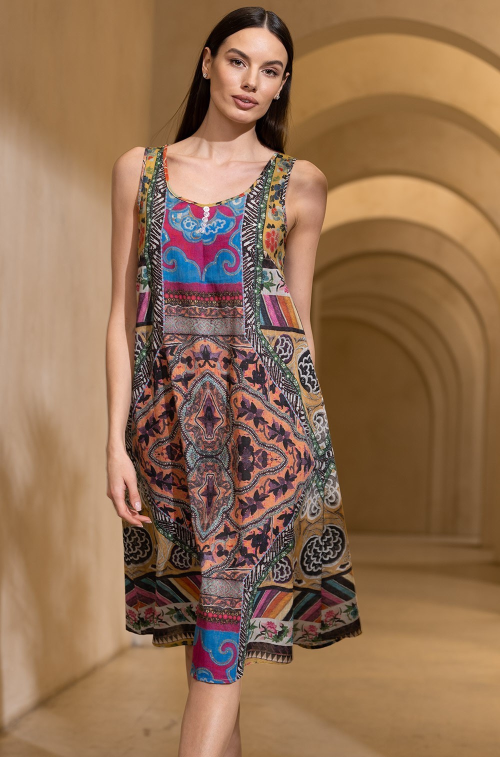 Летняя туника из хлопка со льном Камбоджа 5270 Mia-Amore