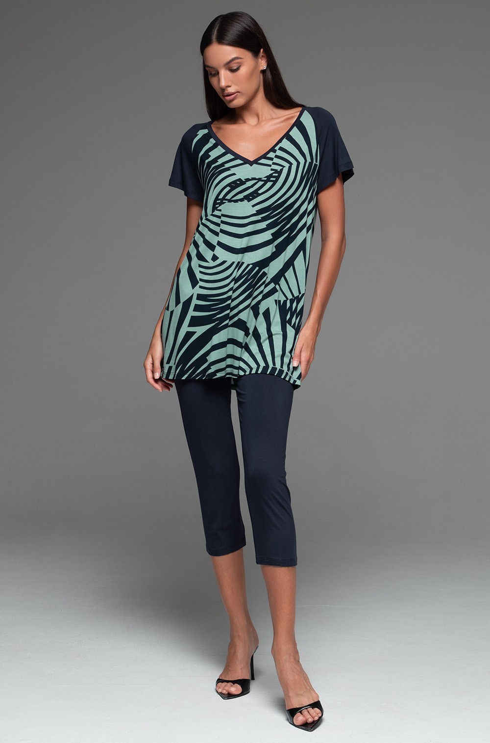 Пижама трикотажная топ и бриджи большие размеры Кортни 5204 Mia-Amore