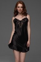 Игривая короткая сорочка чёрная с кружевом Merlot 4741 Mia-Amore