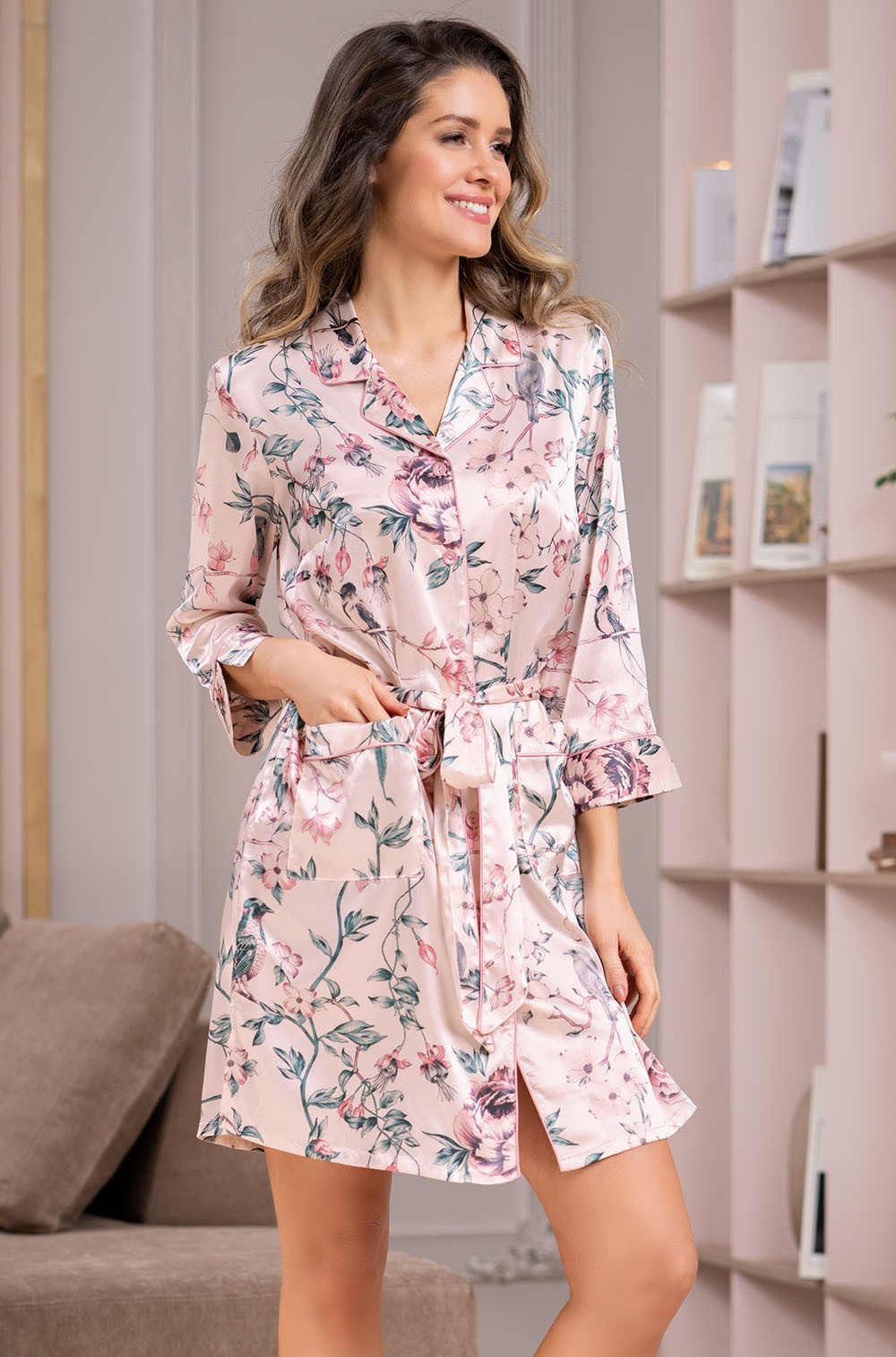 Халат женский короткий на пуговицах Адриана 7133 Mia-Amore