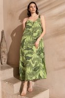 Сарафан летний длинный из хлопка Тенерифе 5220 зелёный Mia-Amore
