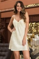 Сорочка ночная короткая цвета шампань на тонких бретелях 7841 Марго Mia-Amore