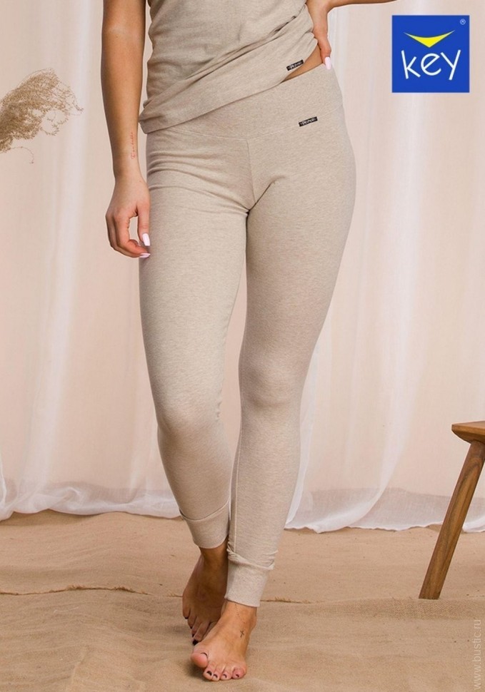 Легинсы женские термо на широкой резинке  хлопковые LXL 729 KEY бежевый