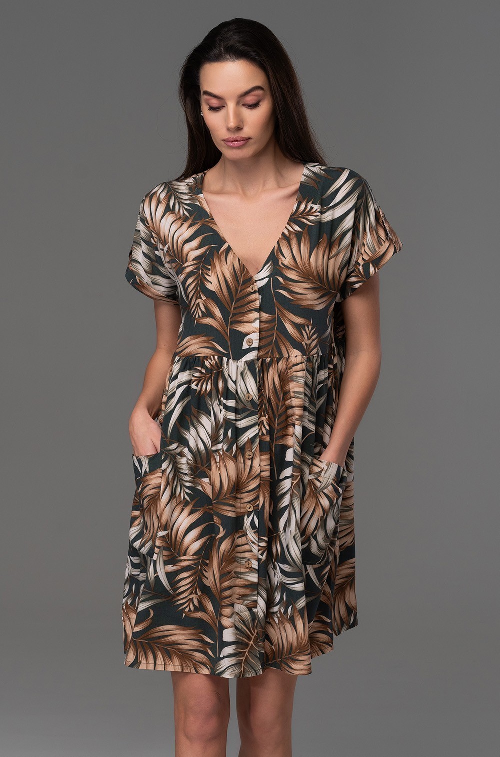 Туника женская Самуи 5390 Mia-Amore на пуговицах средней длины из вискозы