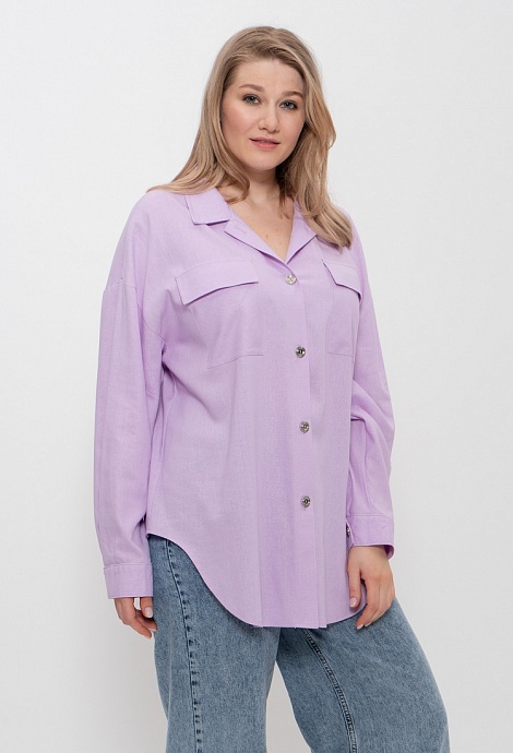 Рубашка женская из льняной ткани 1406 Cleo сиреневый