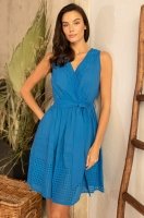 Сарафан короткий летний хлопковый Рошель синего цвета 1611 Mia-Amore