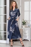 Шёлковый халат длинный запашной с кружевом 3579 Александрия Mia-Amore