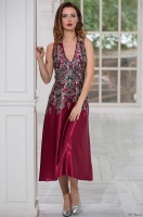 Шёлковая сорочка ночная длинная JUSTIN 3148 бордо Mia-Amore