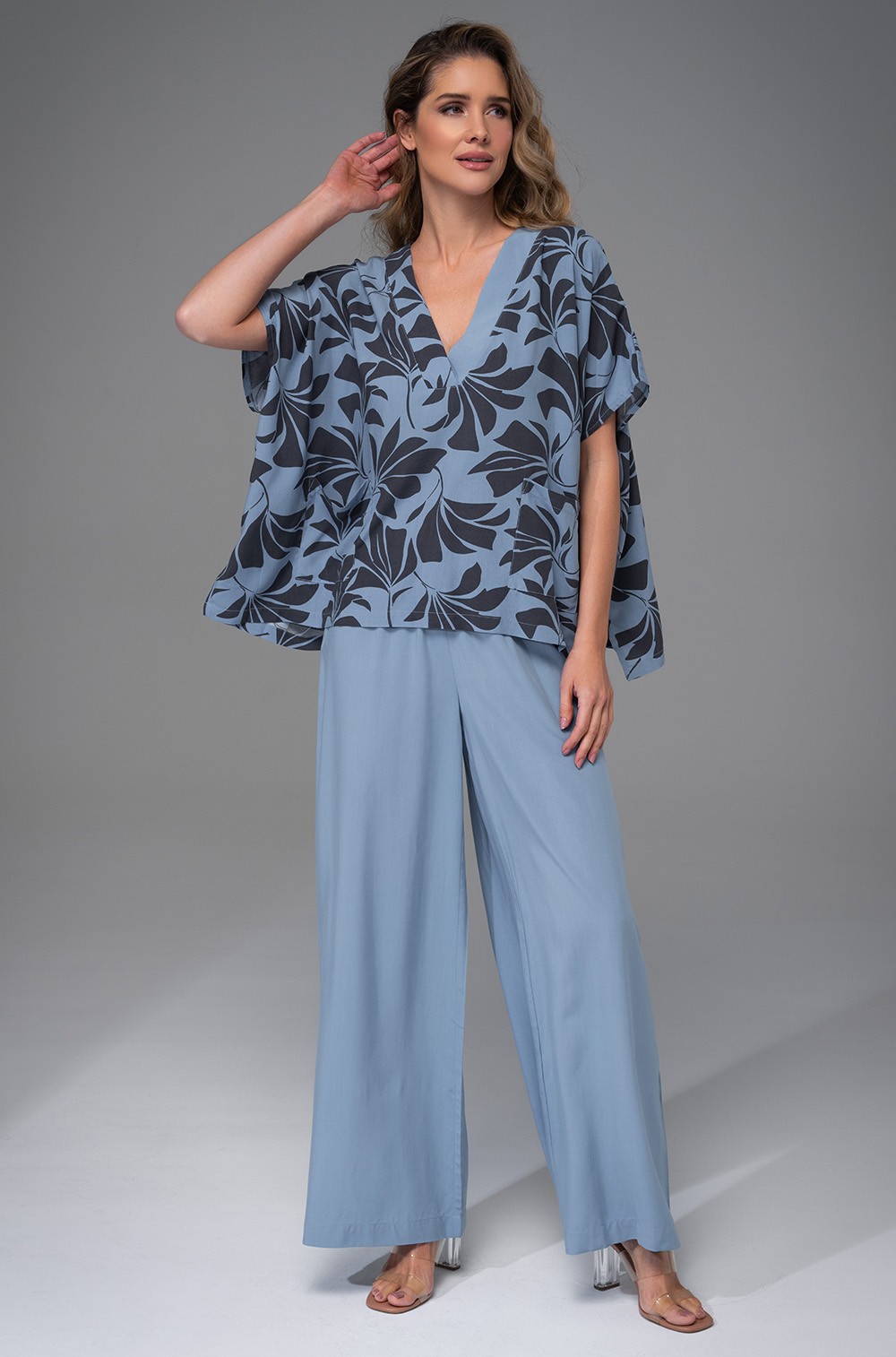 Стильный комплект топ-оверсайз и брюки-палаццо Одри 5356 Mia-Amore