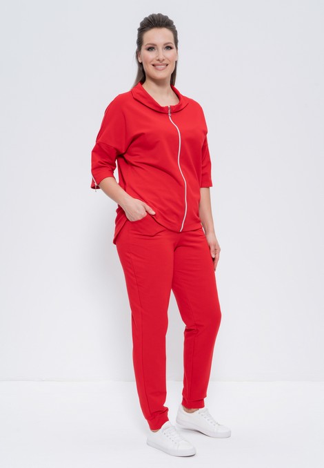 Спортивный брючный костюм из хлопкового трикотажа 971красный Cleo