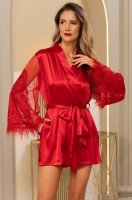 Роскошный красный комплект топ шорты халат Марджери 3967 Mia-Amore